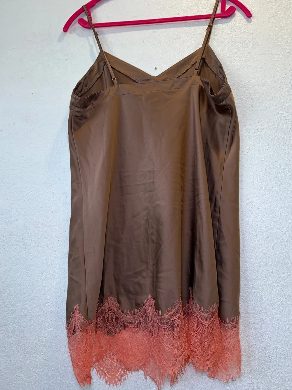 INC International Concepts lace-trim satin chemise or short nightgown women med